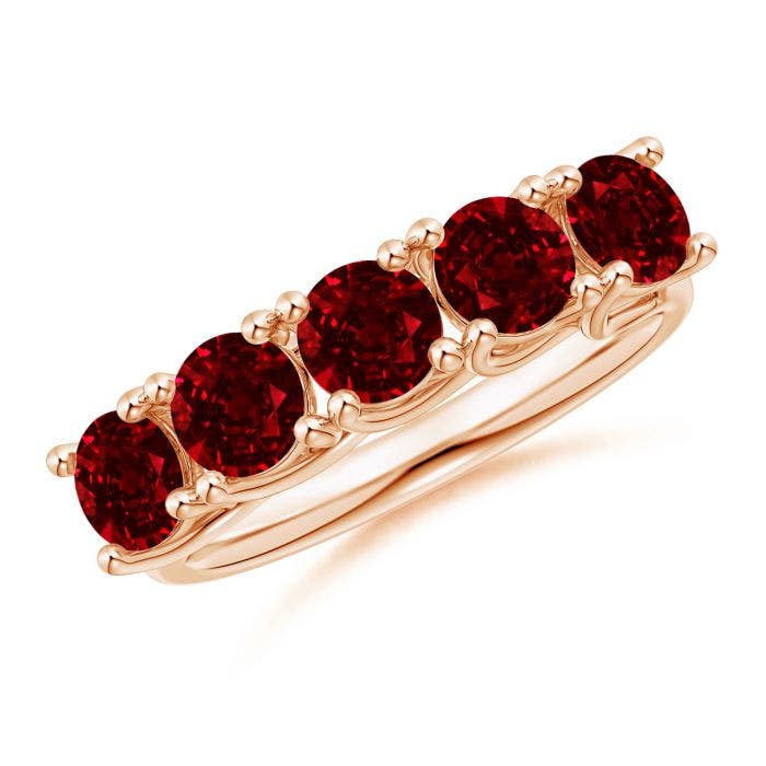 Half Eternity Five Stone Ruby Wedding Band Angara