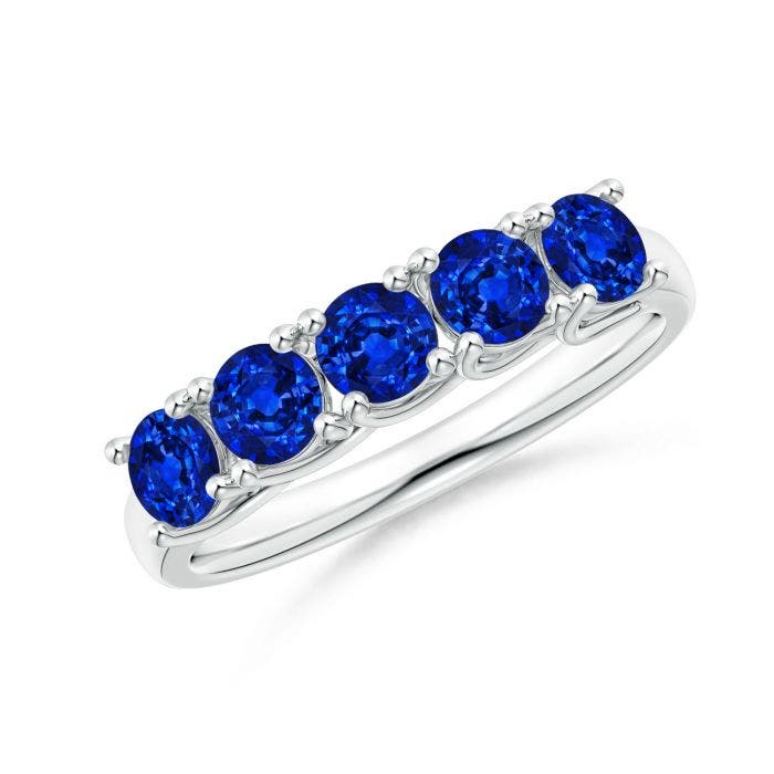 Half Eternity Five Stone Blue Sapphire Wedding Band Angara
