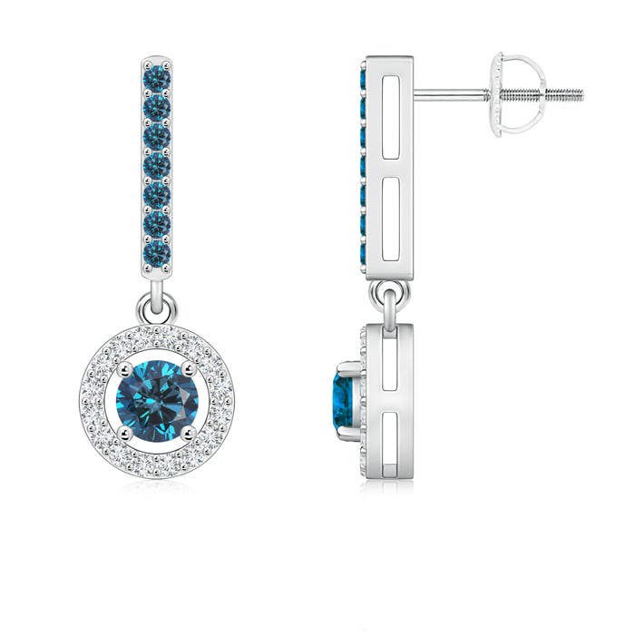blue diamond drop earrings