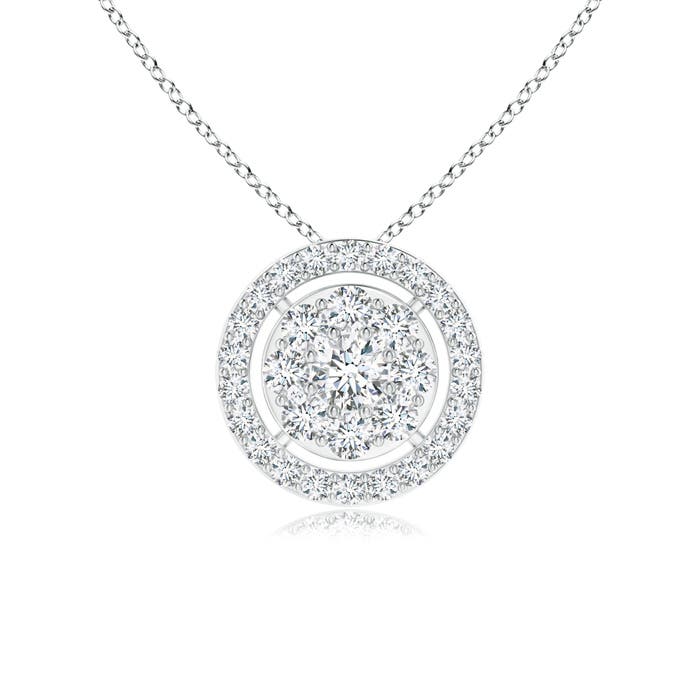 Floating Round Cer Diamond Halo Pendant Angara - Diamond Halo Pendant Setting Only