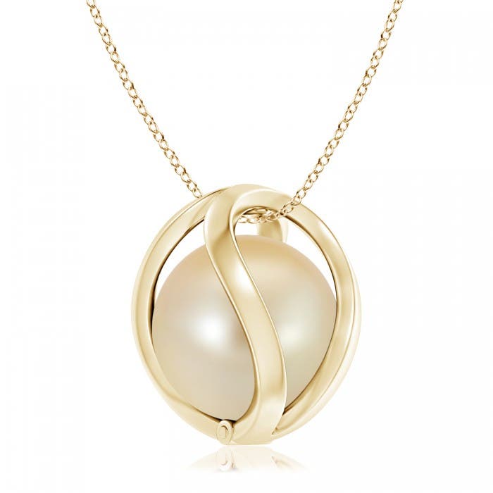 Golden South Sea Pearl Cage Pendant Angara - Rose Gold Pearl Cage Pendant Golden South Sea Pearl Cage Pendant Angara - Rose Gold Pearl Cage Pendant