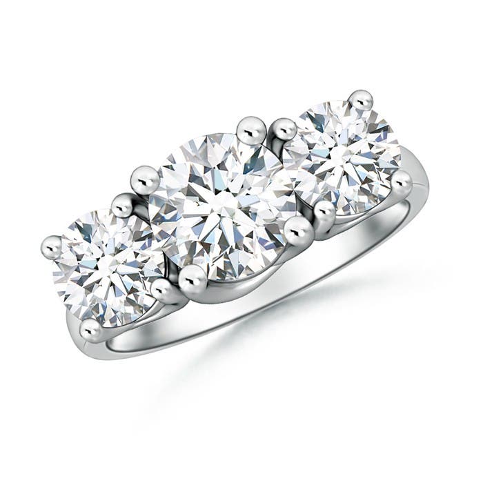 moissanite three stone engagement ring