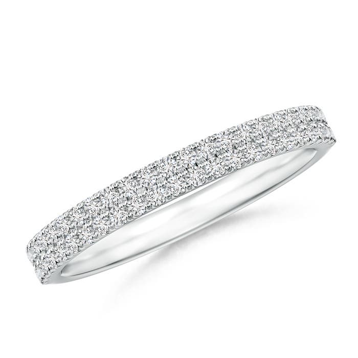 Half Eternity Double Row Diamond Wedding Band Angara Half Eternity Double Row Diamond Wedding Band