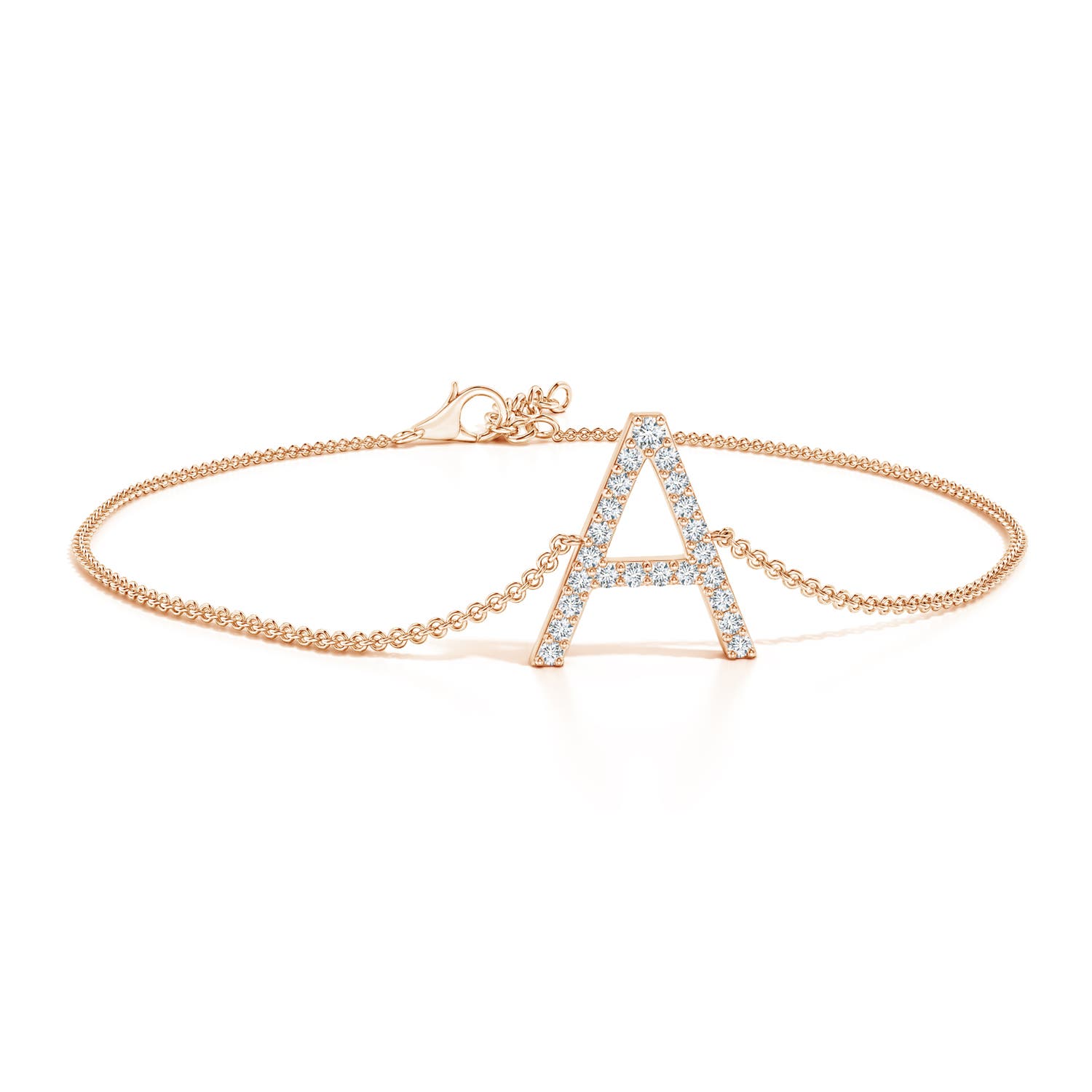 Prong-Set Diamond Capital A Initial Bracelet