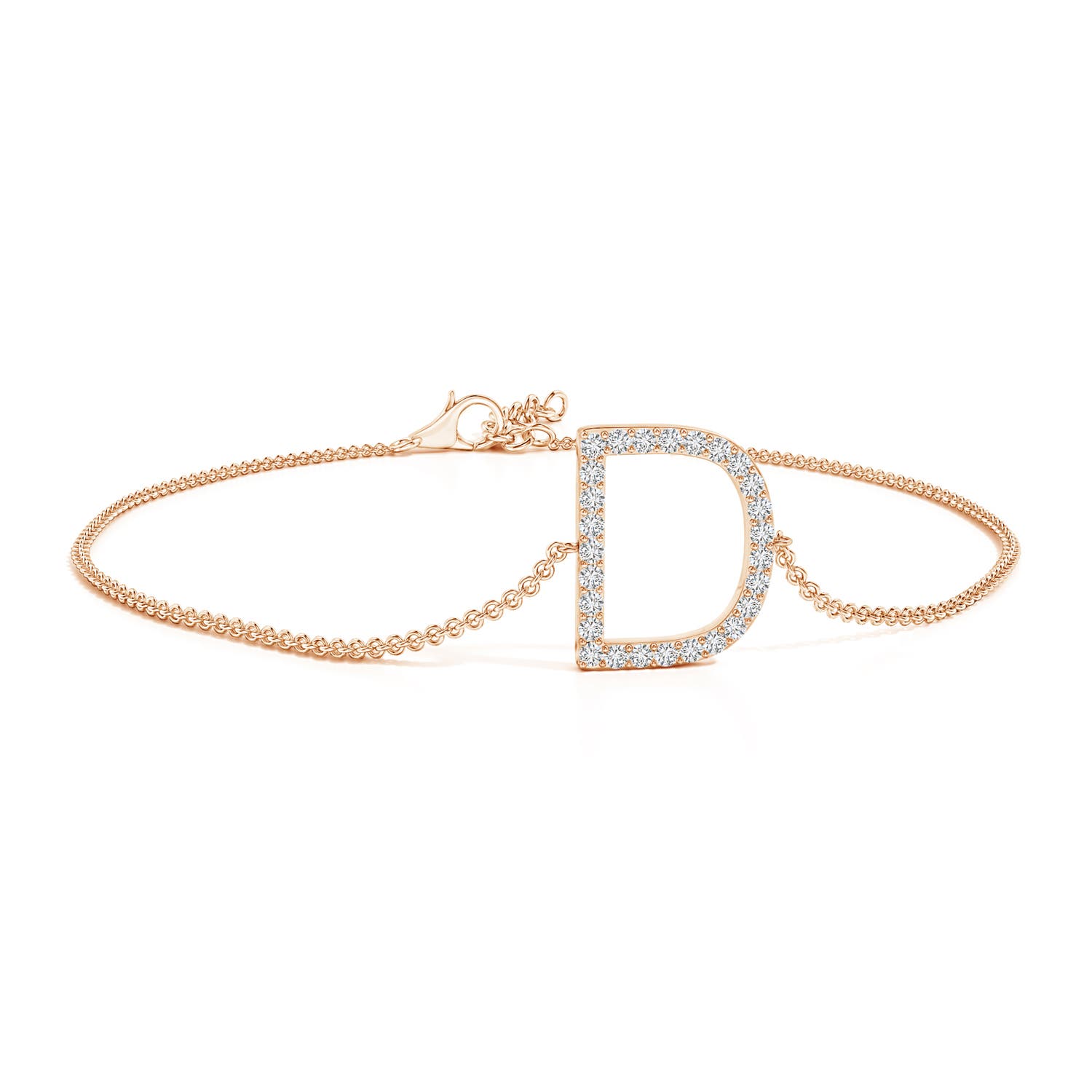 Prong-Set Diamond Capital D Initial Bracelet