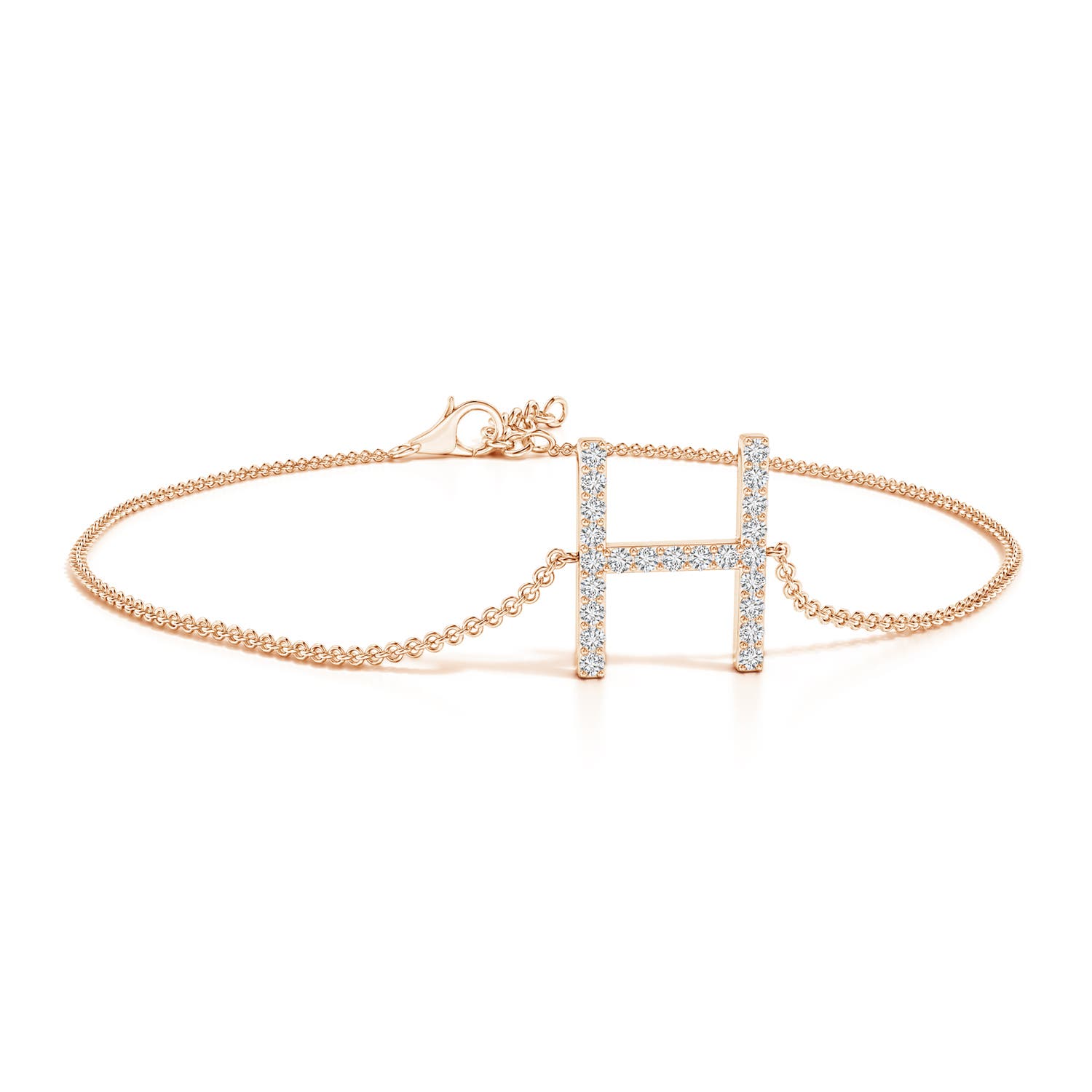 Prong-Set Diamond Capital H Initial Bracelet