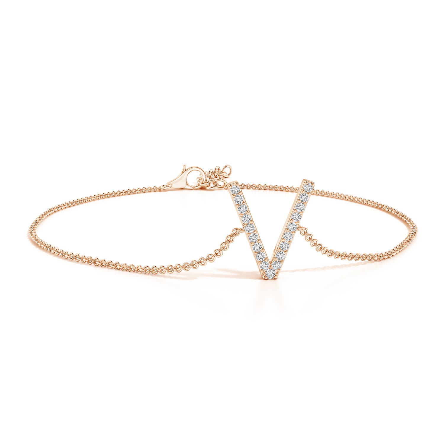 Prong-Set Diamond Capital V Initial Bracelet