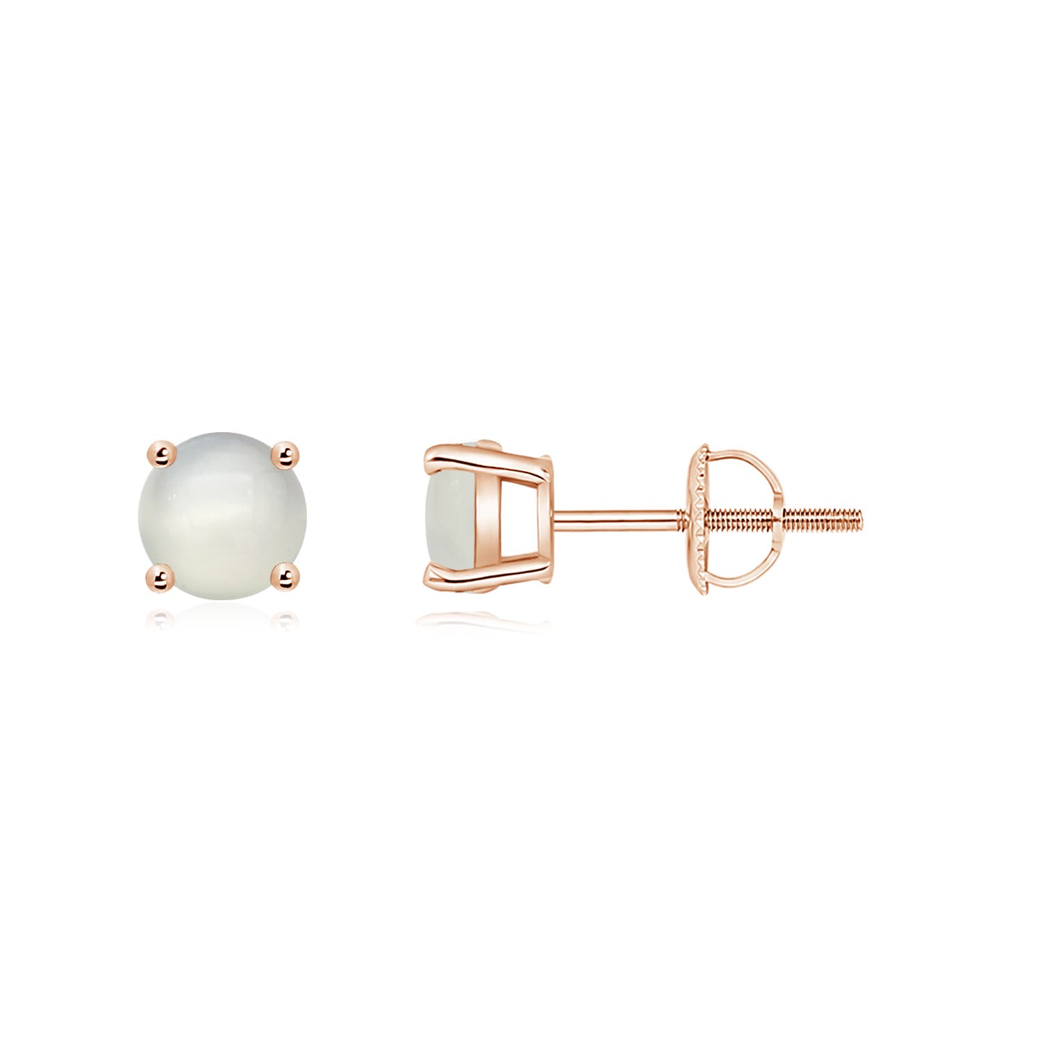 Basket-Set Round Moonstone Studs