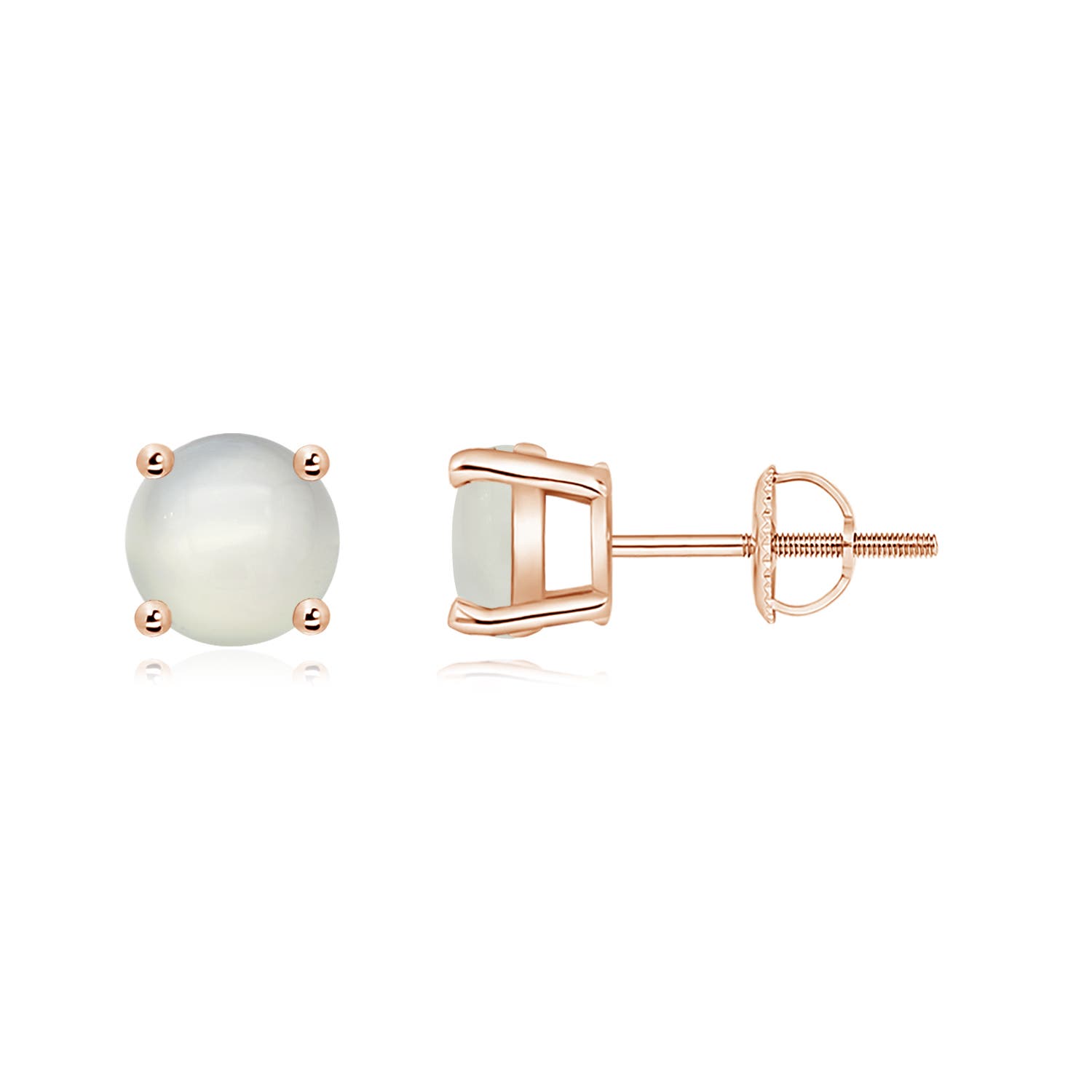 Basket-Set Round Moonstone Studs