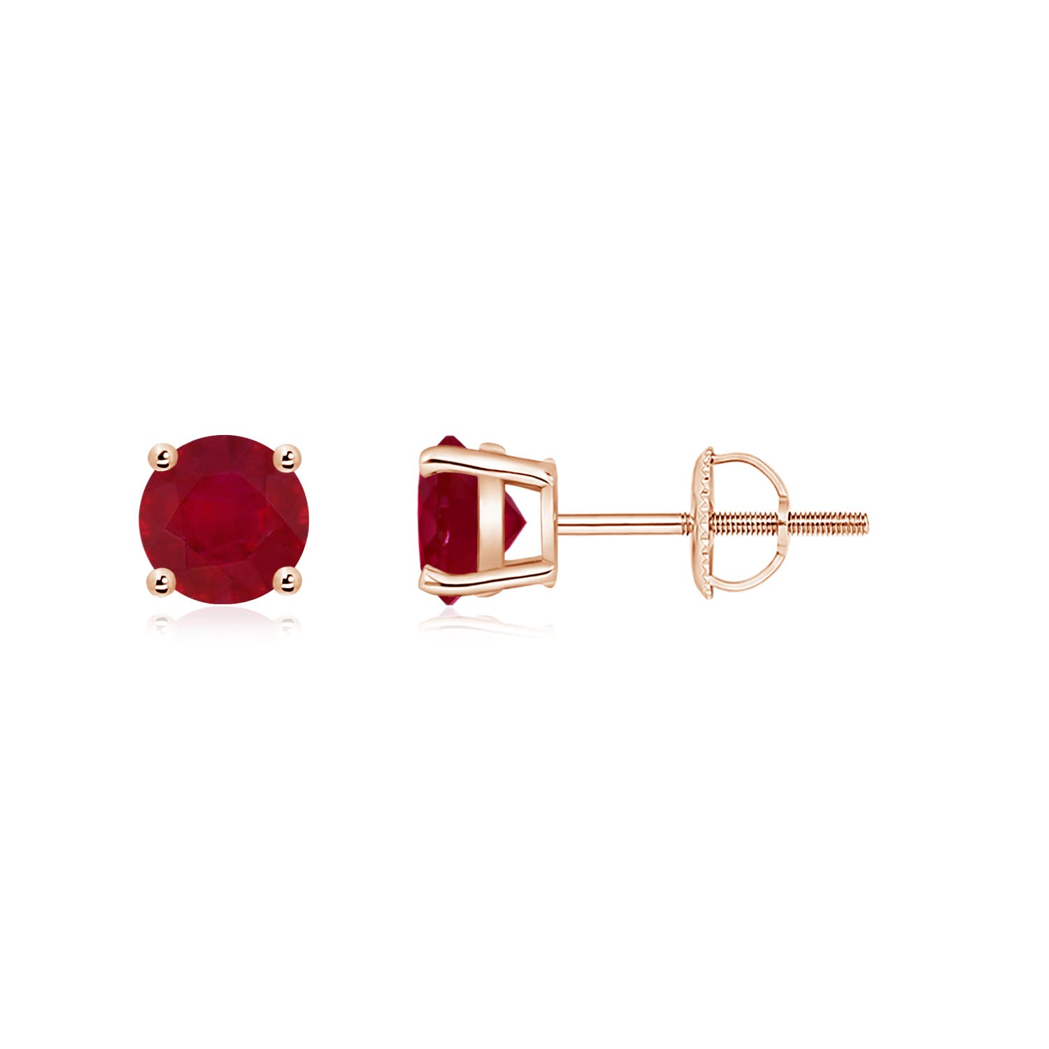 1 2 Ct Basket Set Round Genuine Ruby Stud Earrings Silver 14k Gold 1 2 Ct Basket Set Round Genuine Ruby