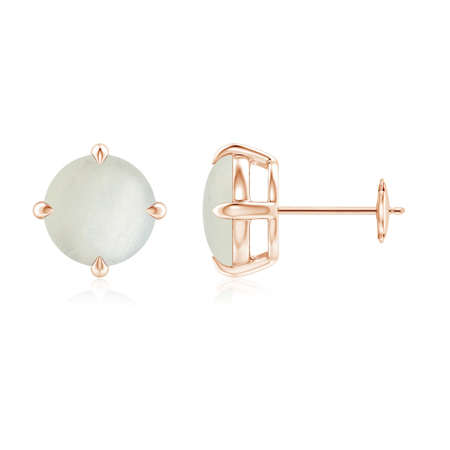 Basket-Set Round Moonstone Stud Earrings