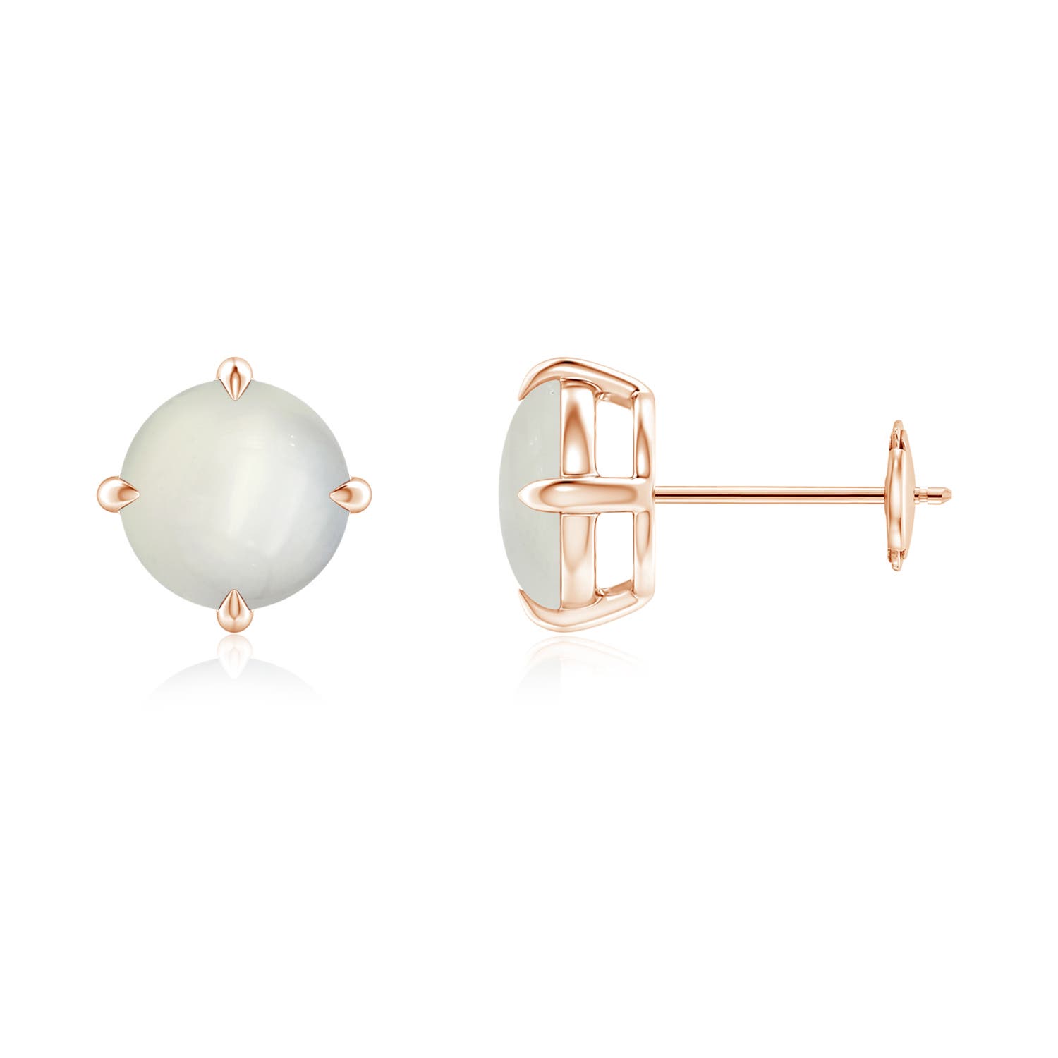Basket-Set Round Moonstone Stud Earrings
