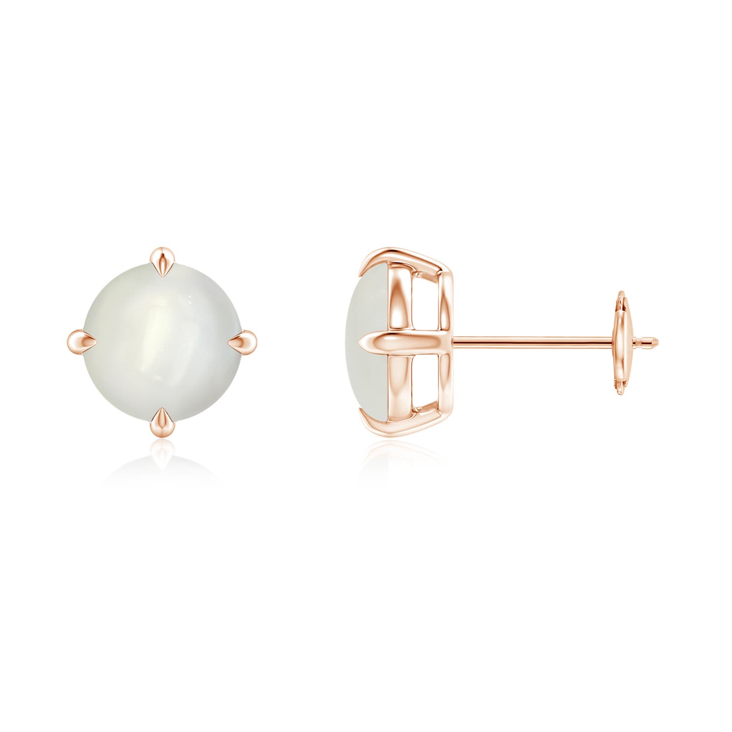 Basket-Set Round Moonstone Stud Earrings