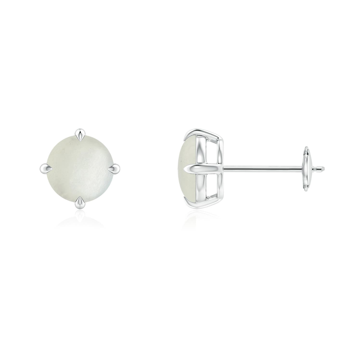 Basket-Set Round Moonstone Stud Earrings