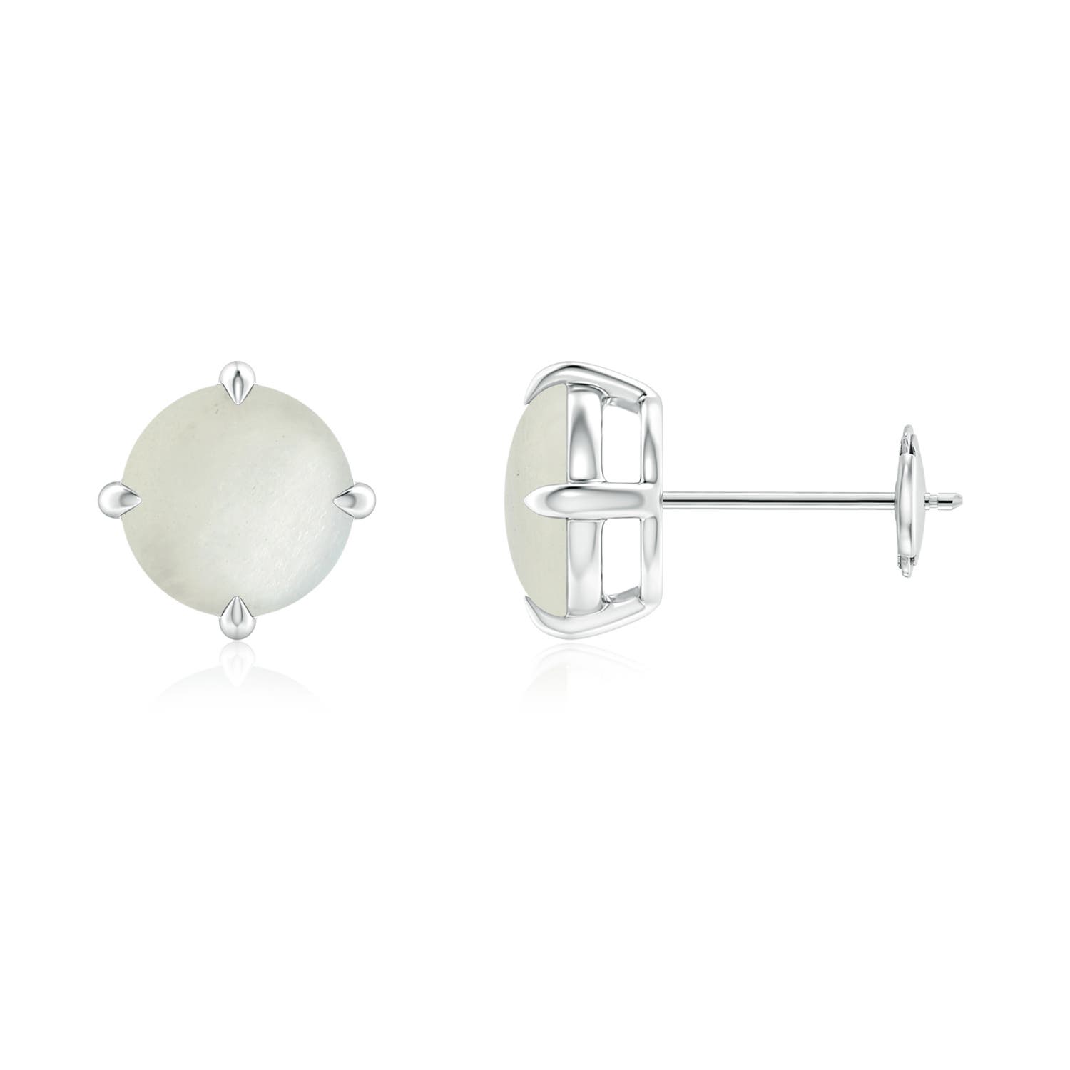 Basket-Set Round Moonstone Stud Earrings