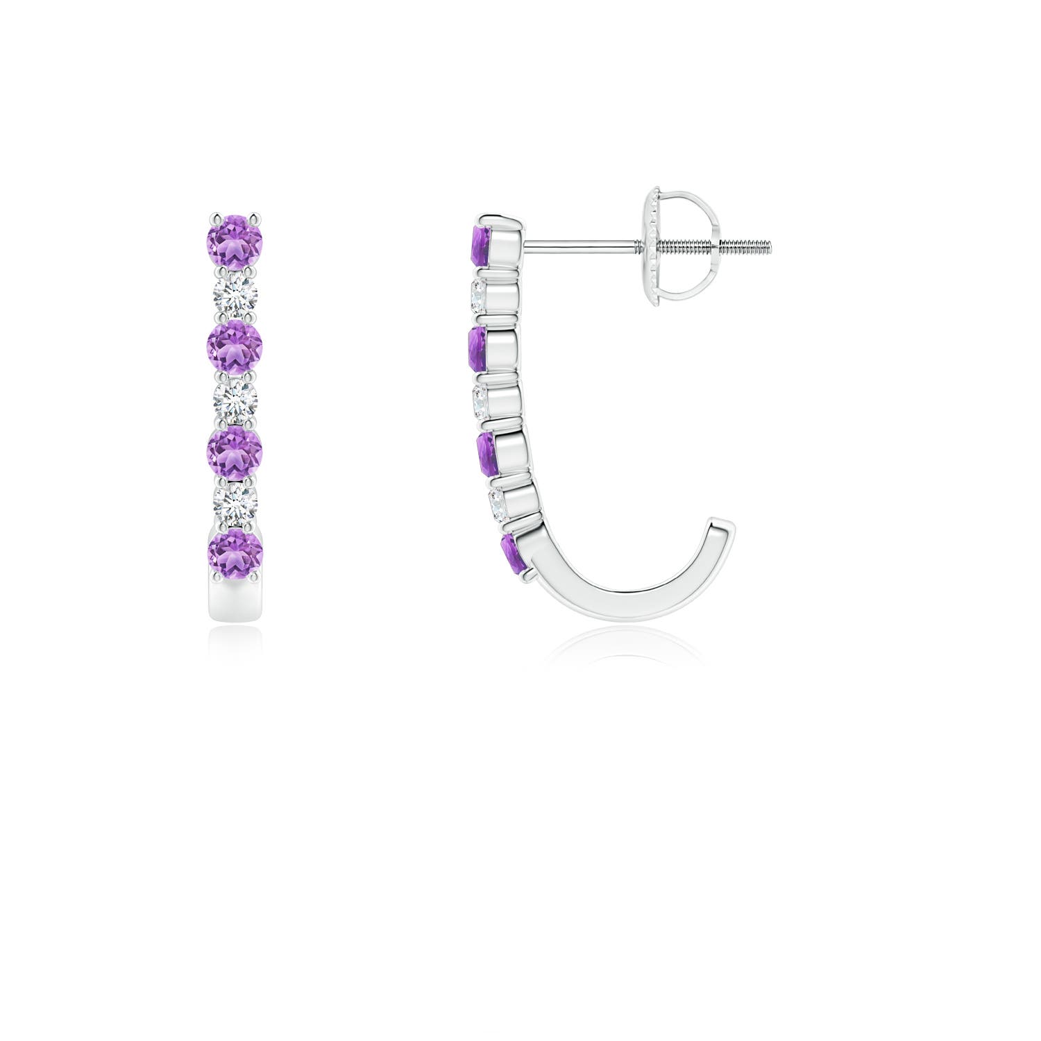 Amethyst And Diamond J Hoop Earrings