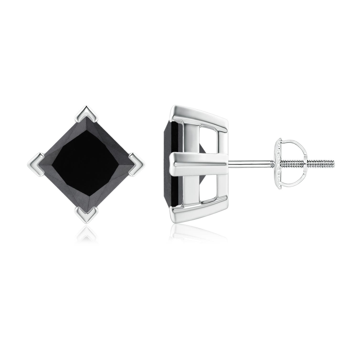 Princess-Cut Enhanced Black Diamond Stud Earrings