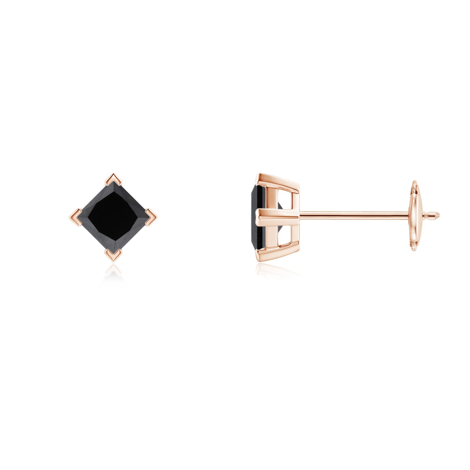 Princess-Cut Enhanced Black Diamond Stud Earrings