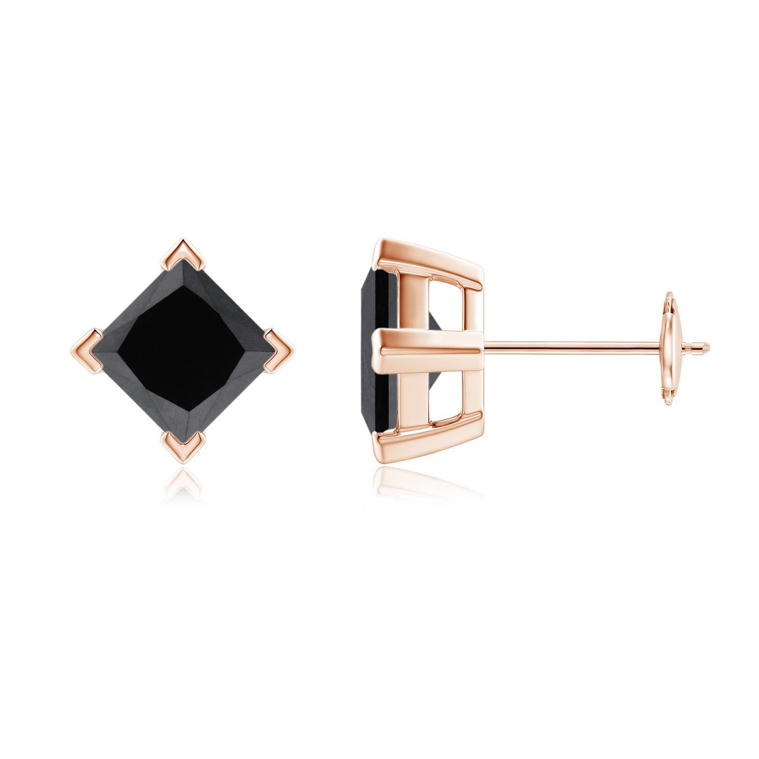 Princess-Cut Enhanced Black Diamond Stud Earrings