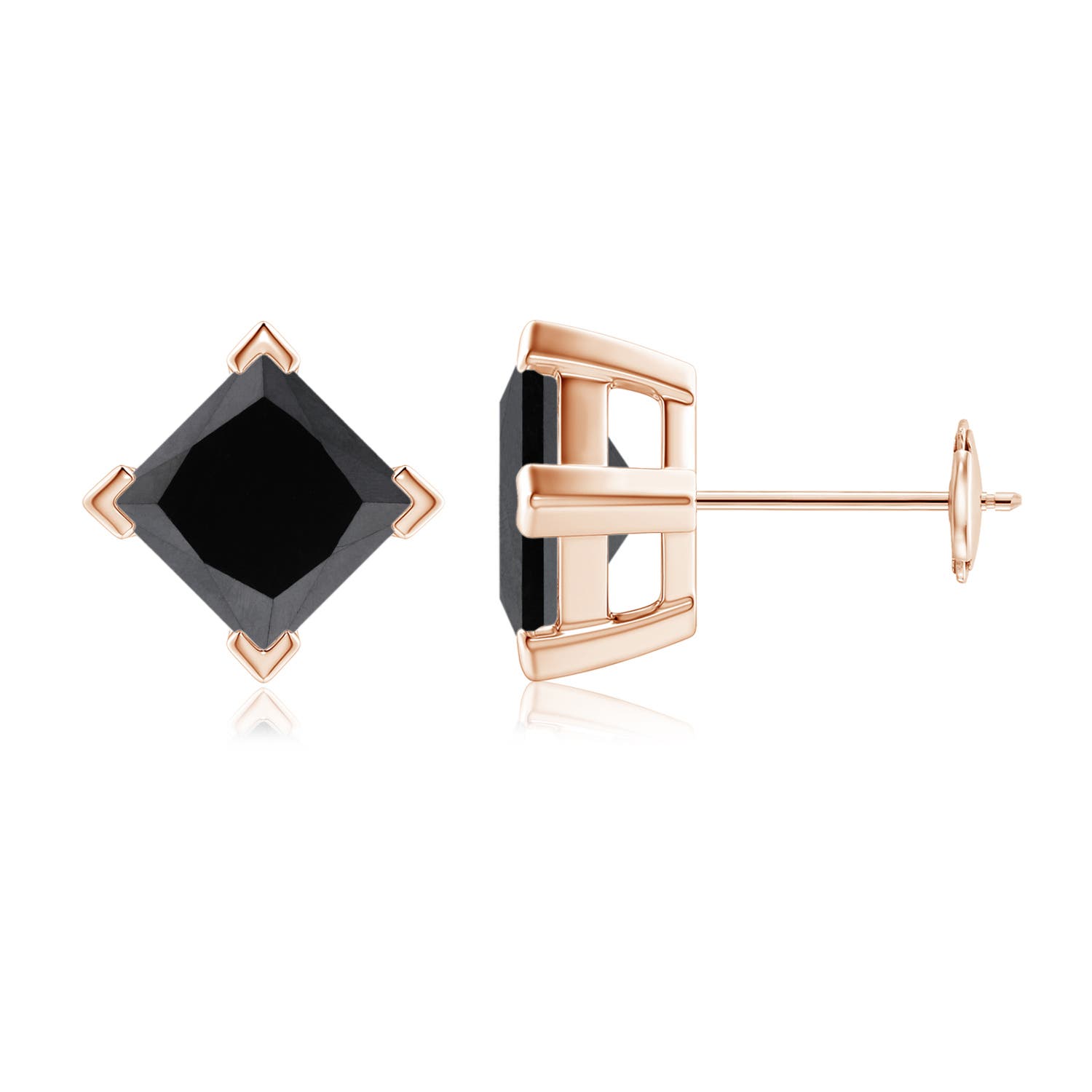 Princess-Cut Enhanced Black Diamond Stud Earrings