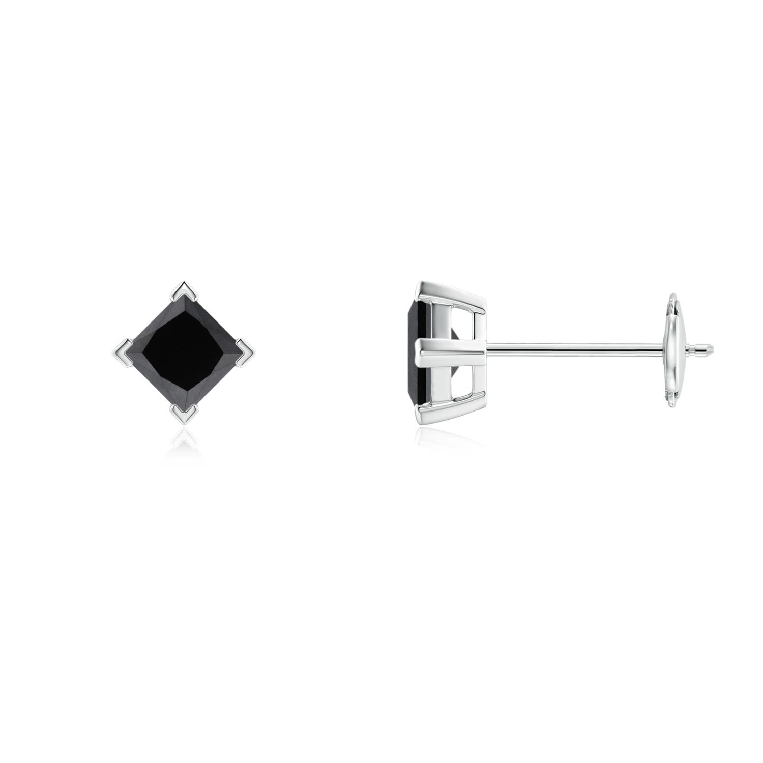Princess-Cut Enhanced Black Diamond Stud Earrings