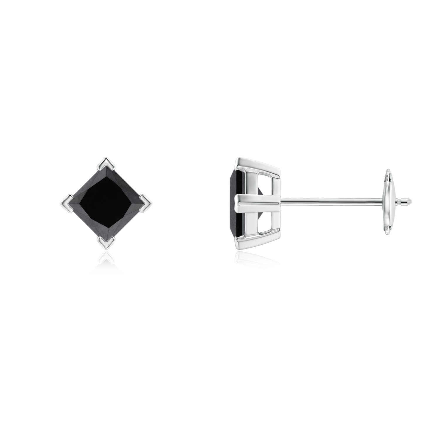 Princess-Cut Enhanced Black Diamond Stud Earrings