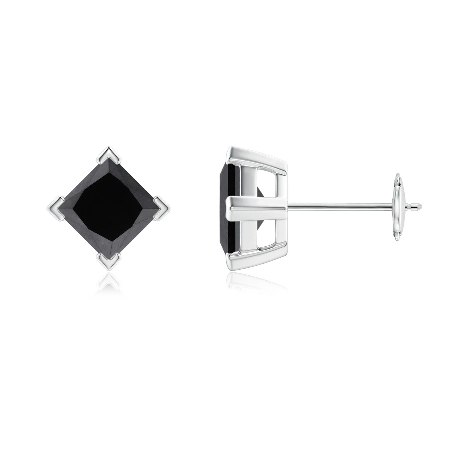 Princess-Cut Enhanced Black Diamond Stud Earrings