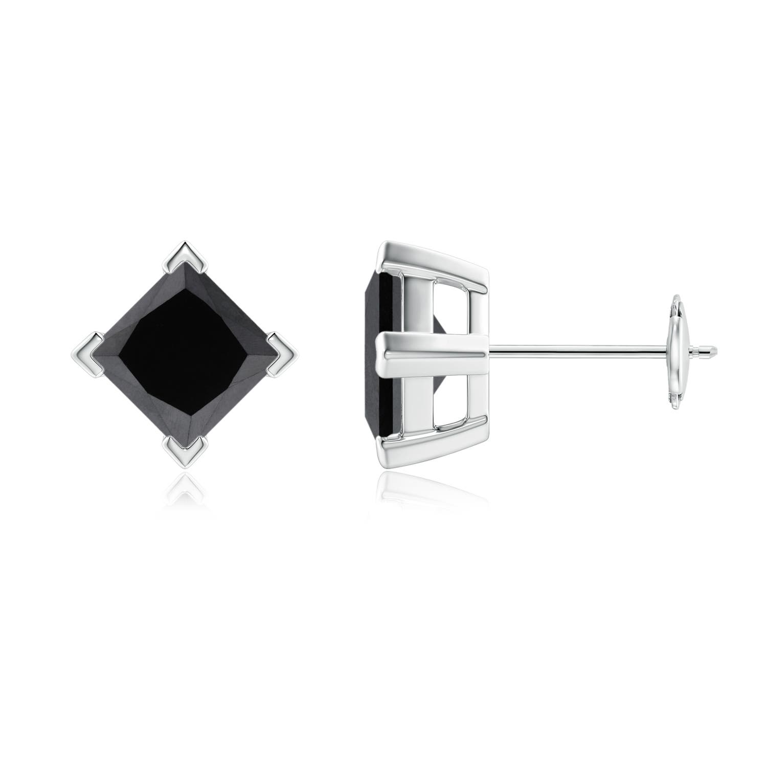 Princess-Cut Enhanced Black Diamond Stud Earrings