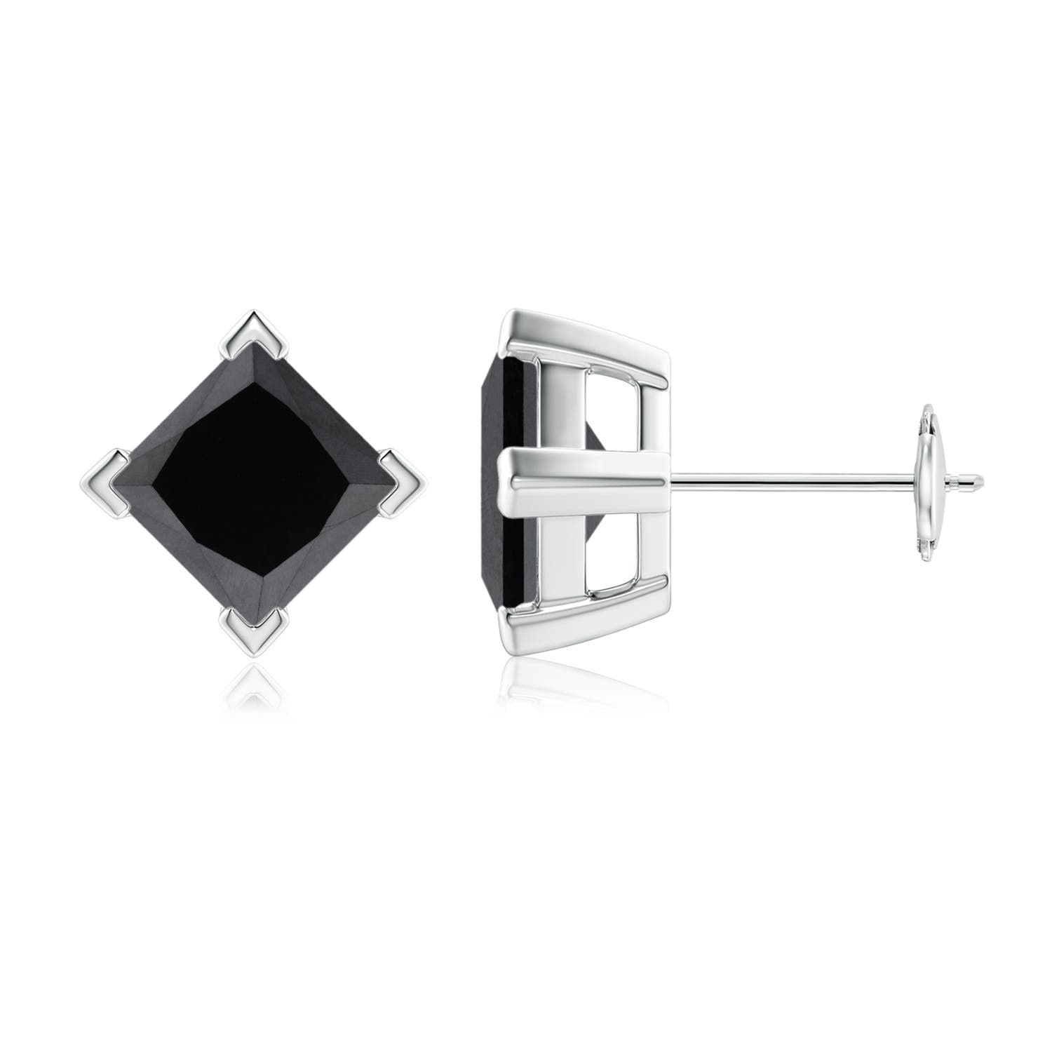 Princess-Cut Enhanced Black Diamond Stud Earrings