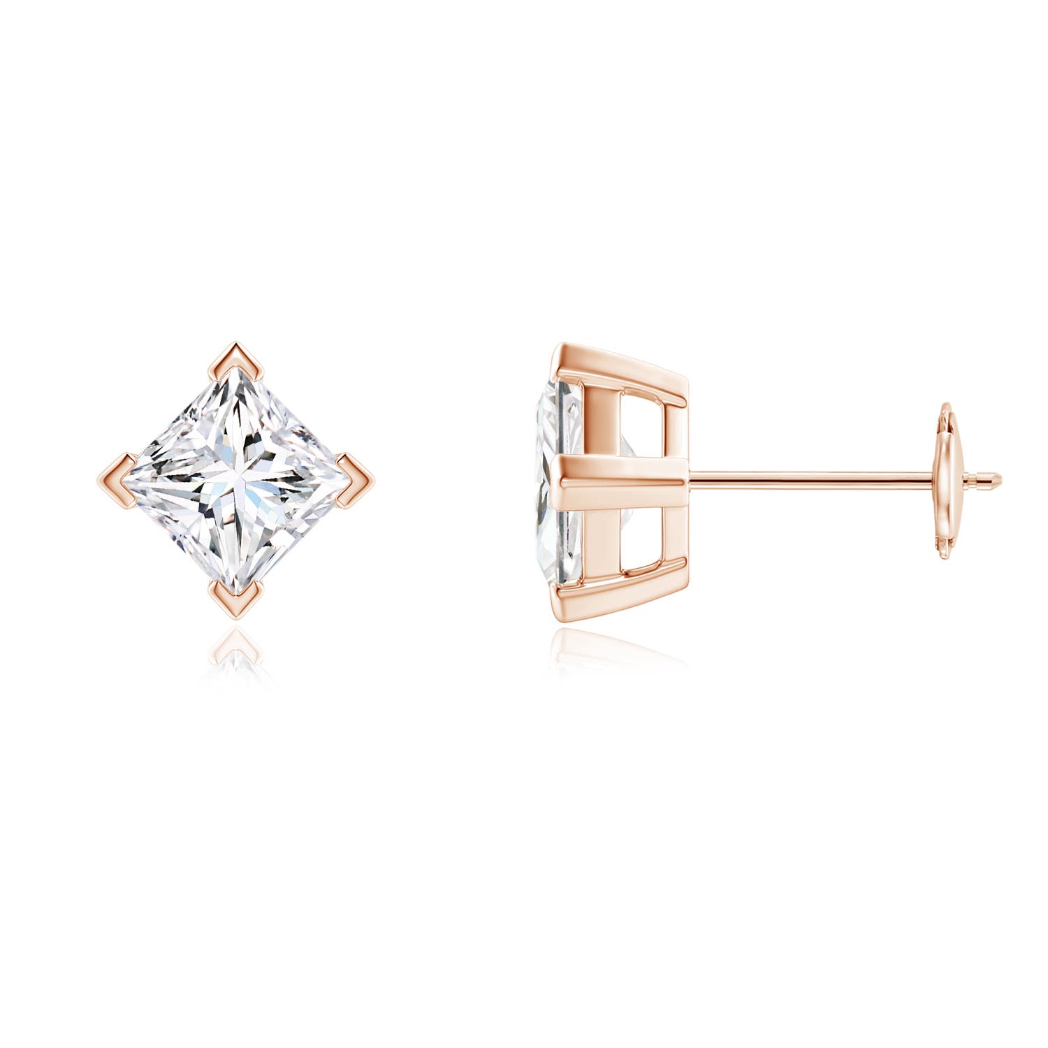 Princess-Cut Diamond Stud Earrings