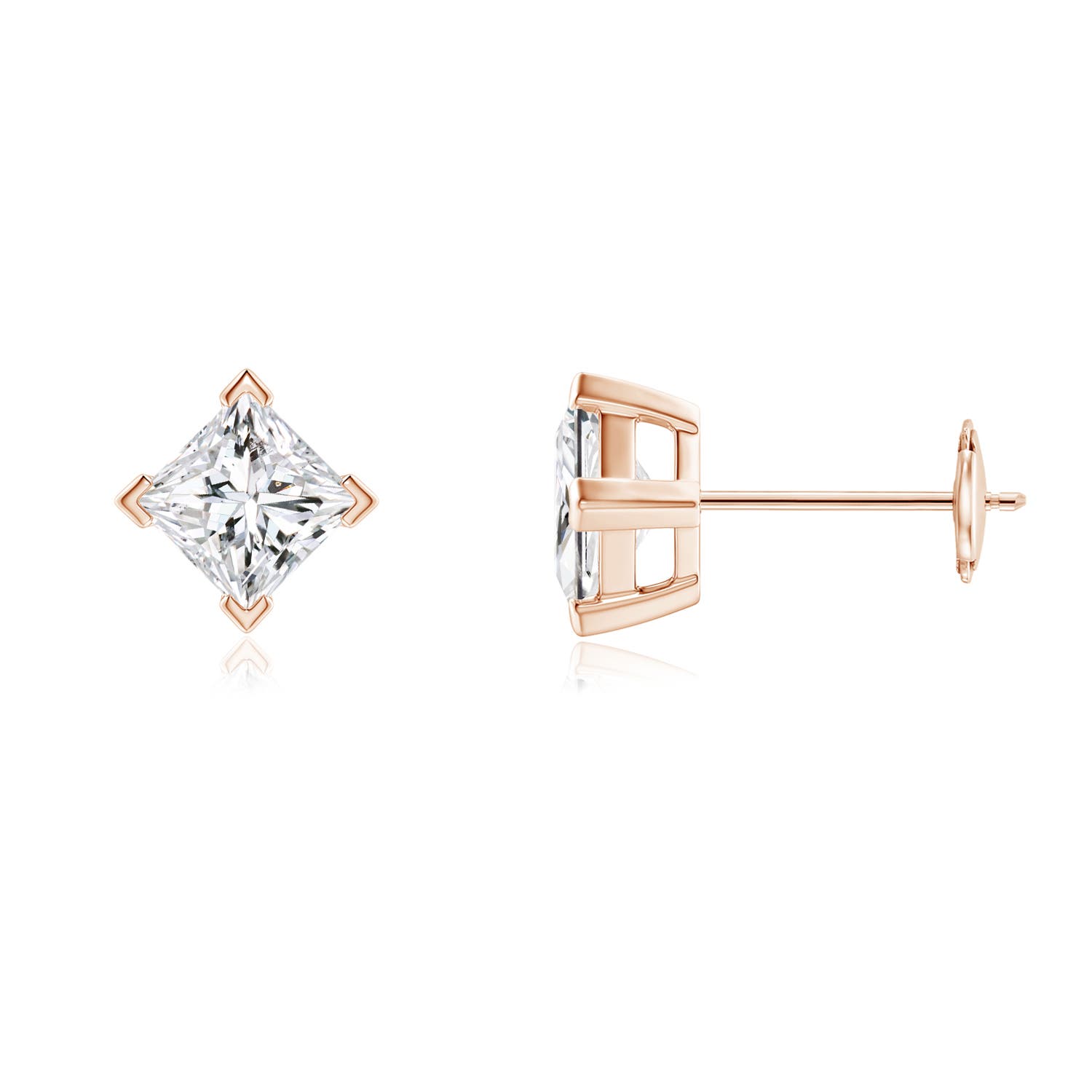 Princess-Cut Diamond Stud Earrings