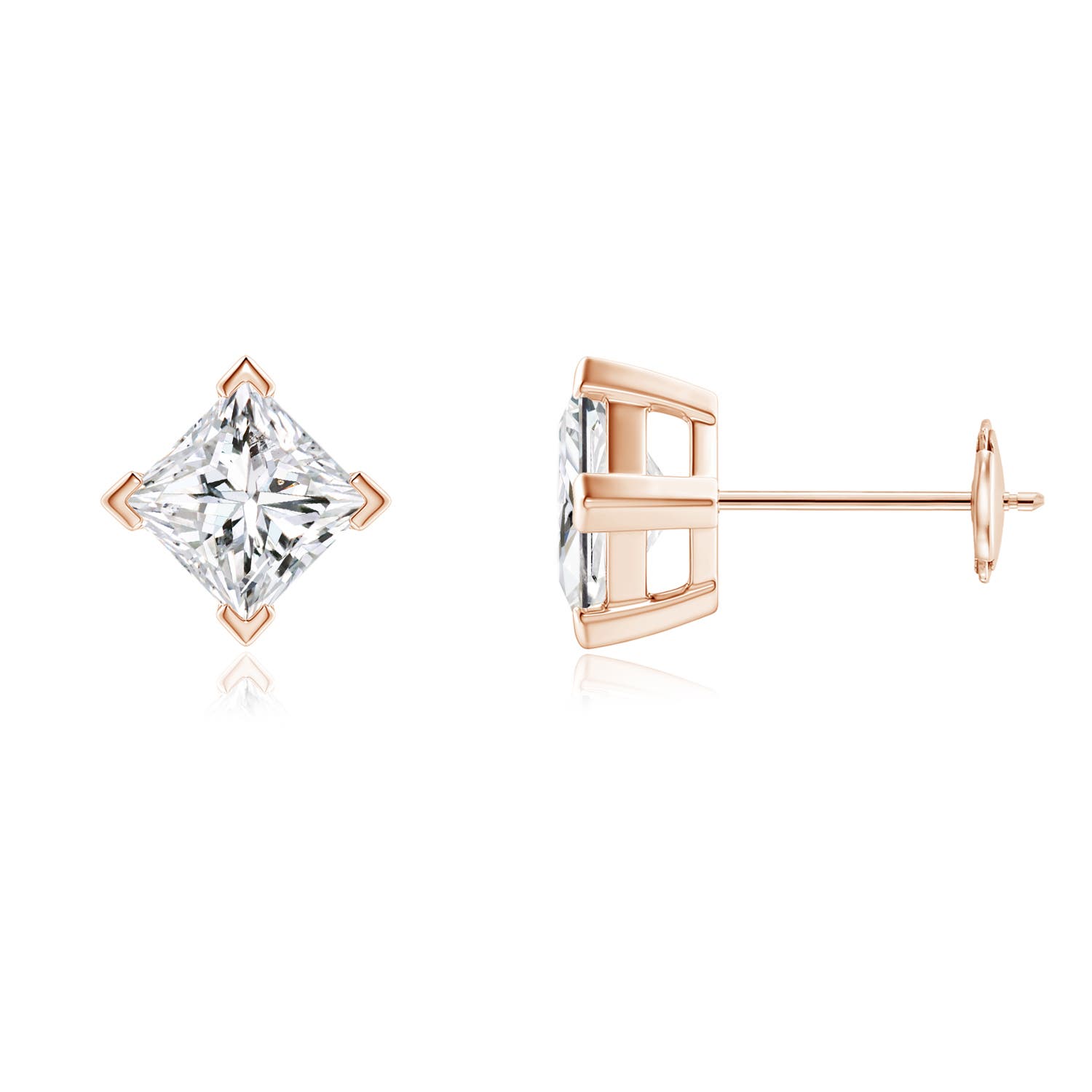 Princess-Cut Diamond Stud Earrings