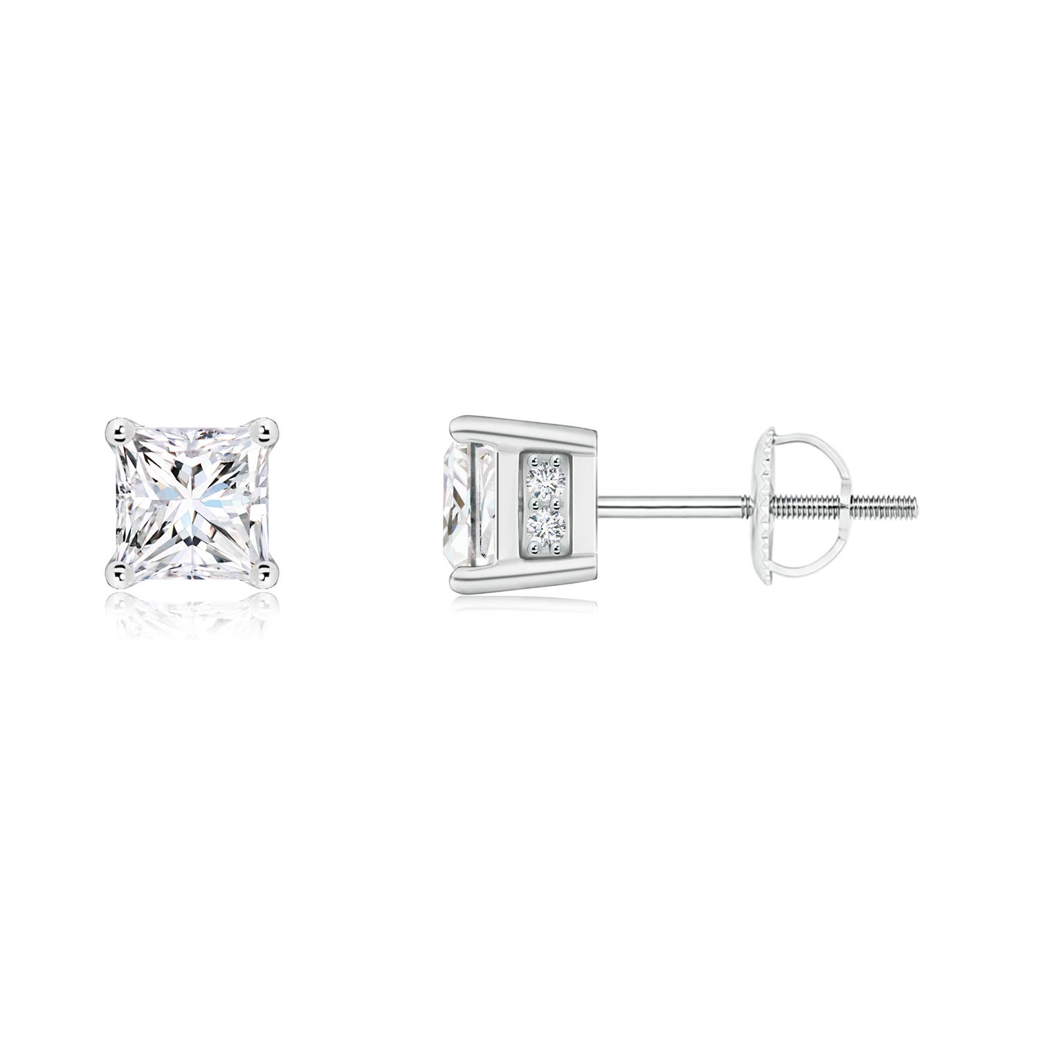 Princess-Cut Diamond Solitaire Stud Earrings