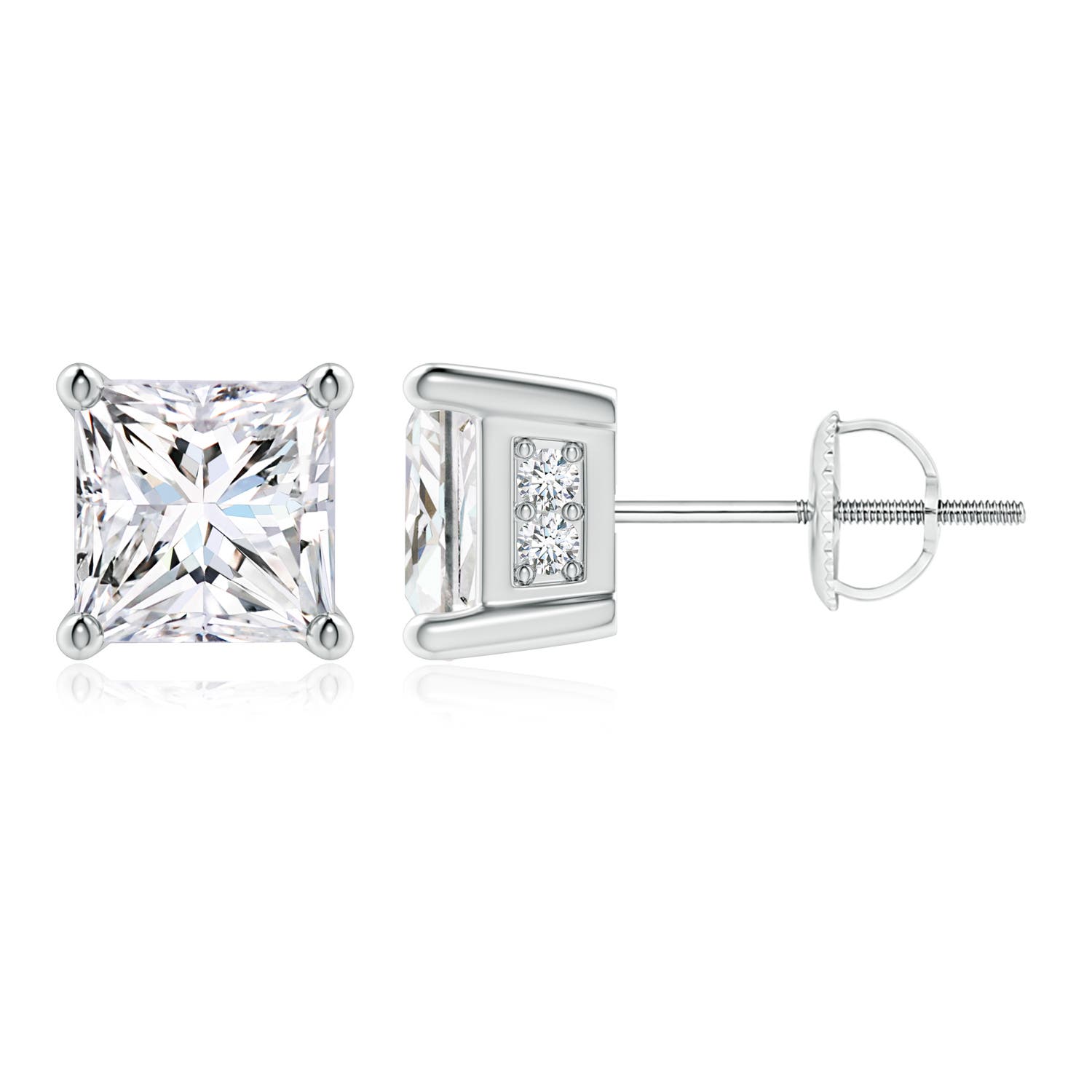 Princess-Cut Diamond Solitaire Stud Earrings