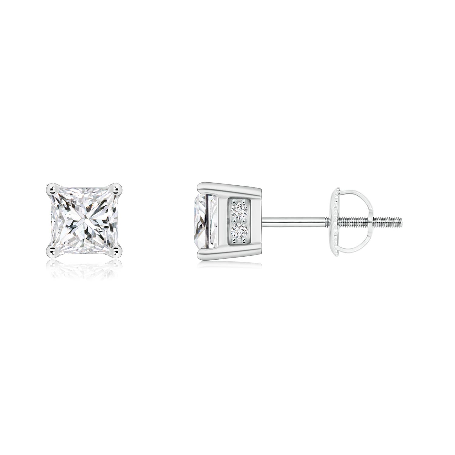 Princess-Cut Diamond Solitaire Stud Earrings