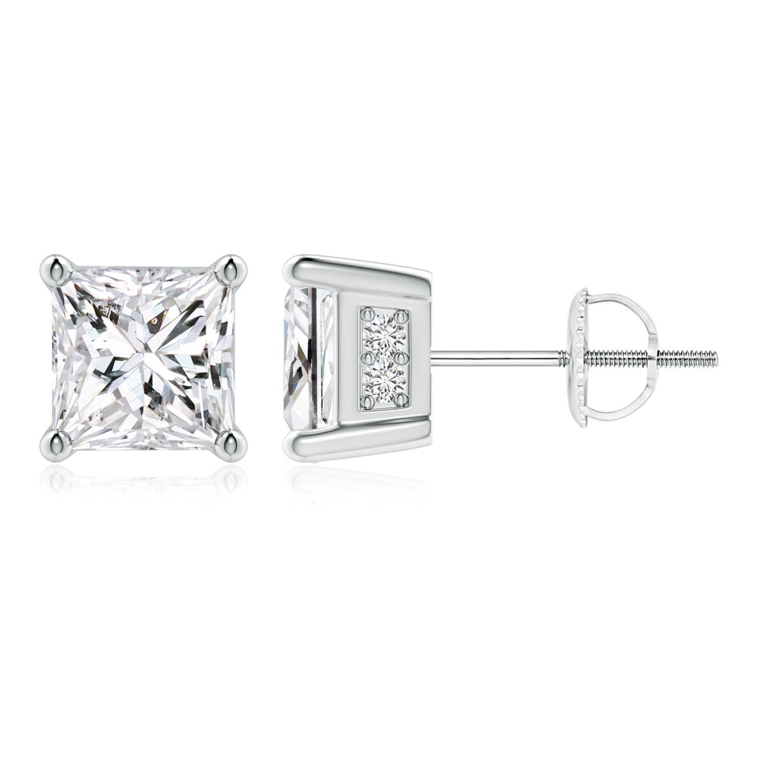 Princess-Cut Diamond Solitaire Stud Earrings