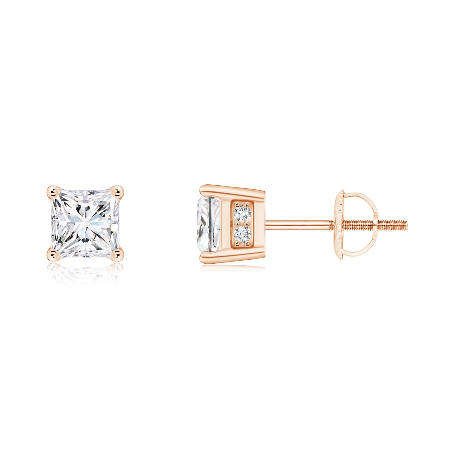 Princess-Cut Diamond Solitaire Stud Earrings