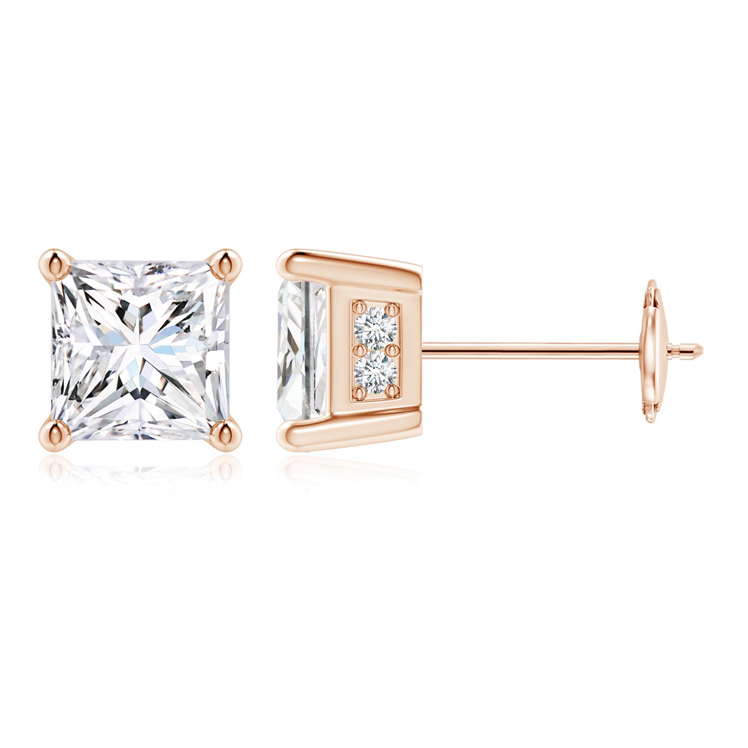 Princess-Cut Diamond Solitaire Stud Earrings