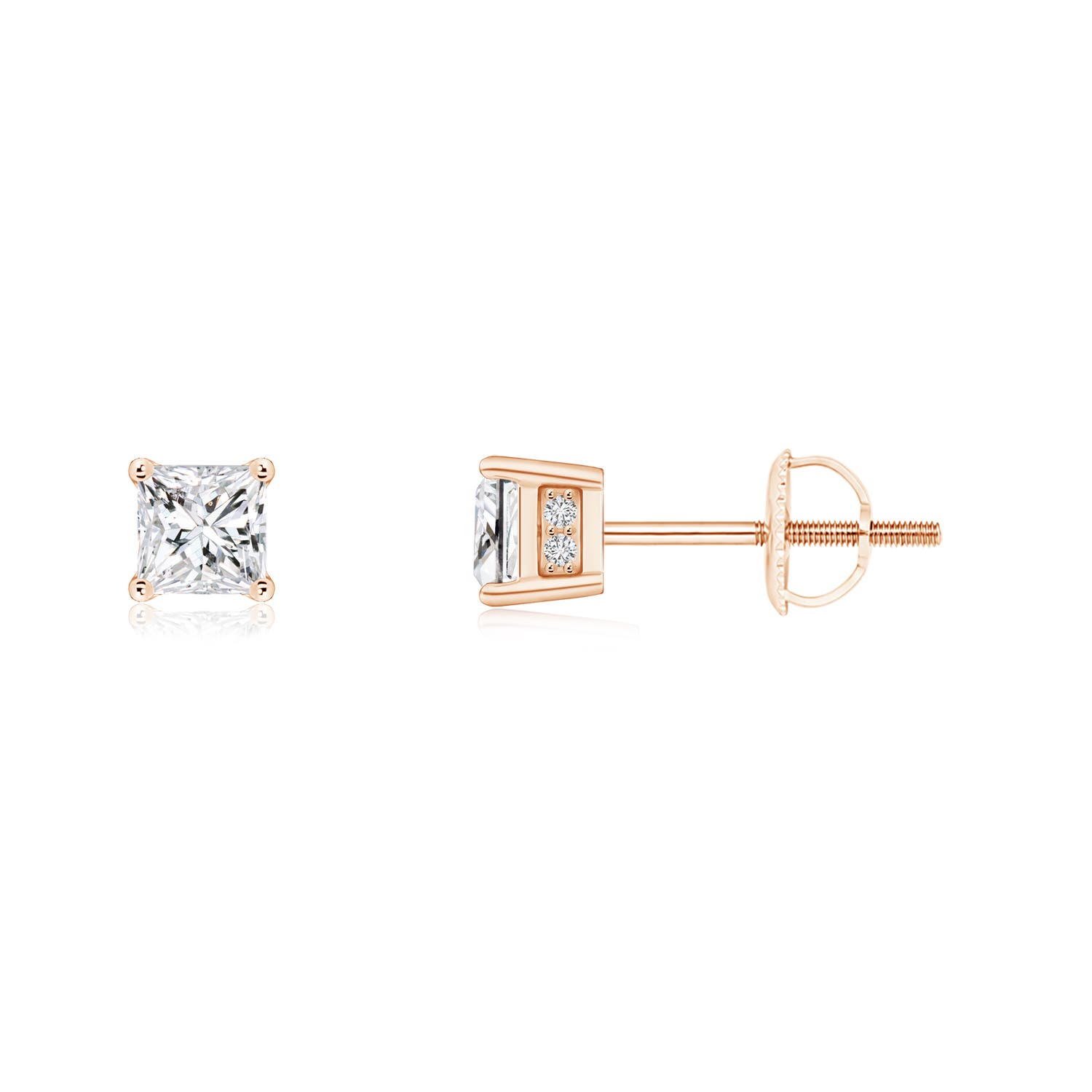 Princess-Cut Diamond Solitaire Stud Earrings