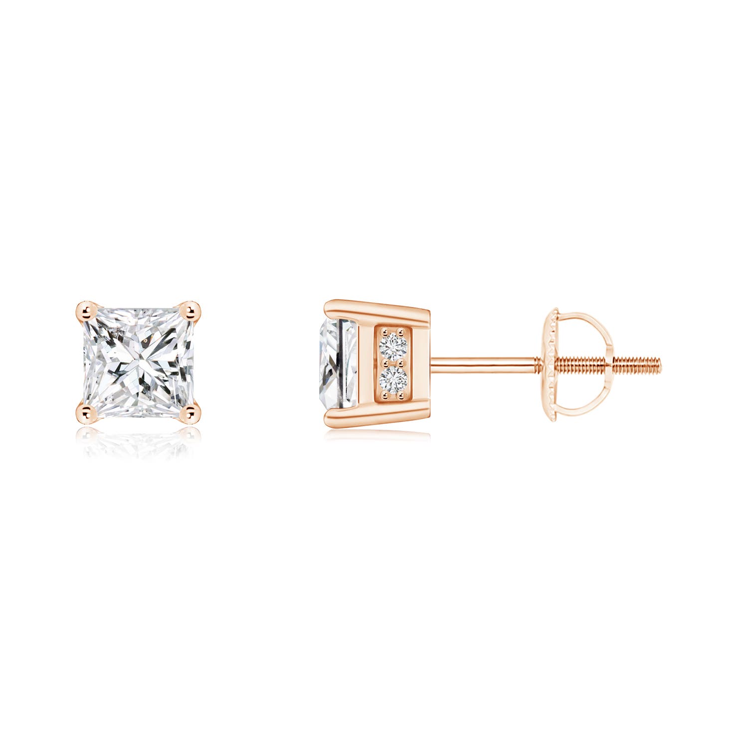 Princess-Cut Diamond Solitaire Stud Earrings