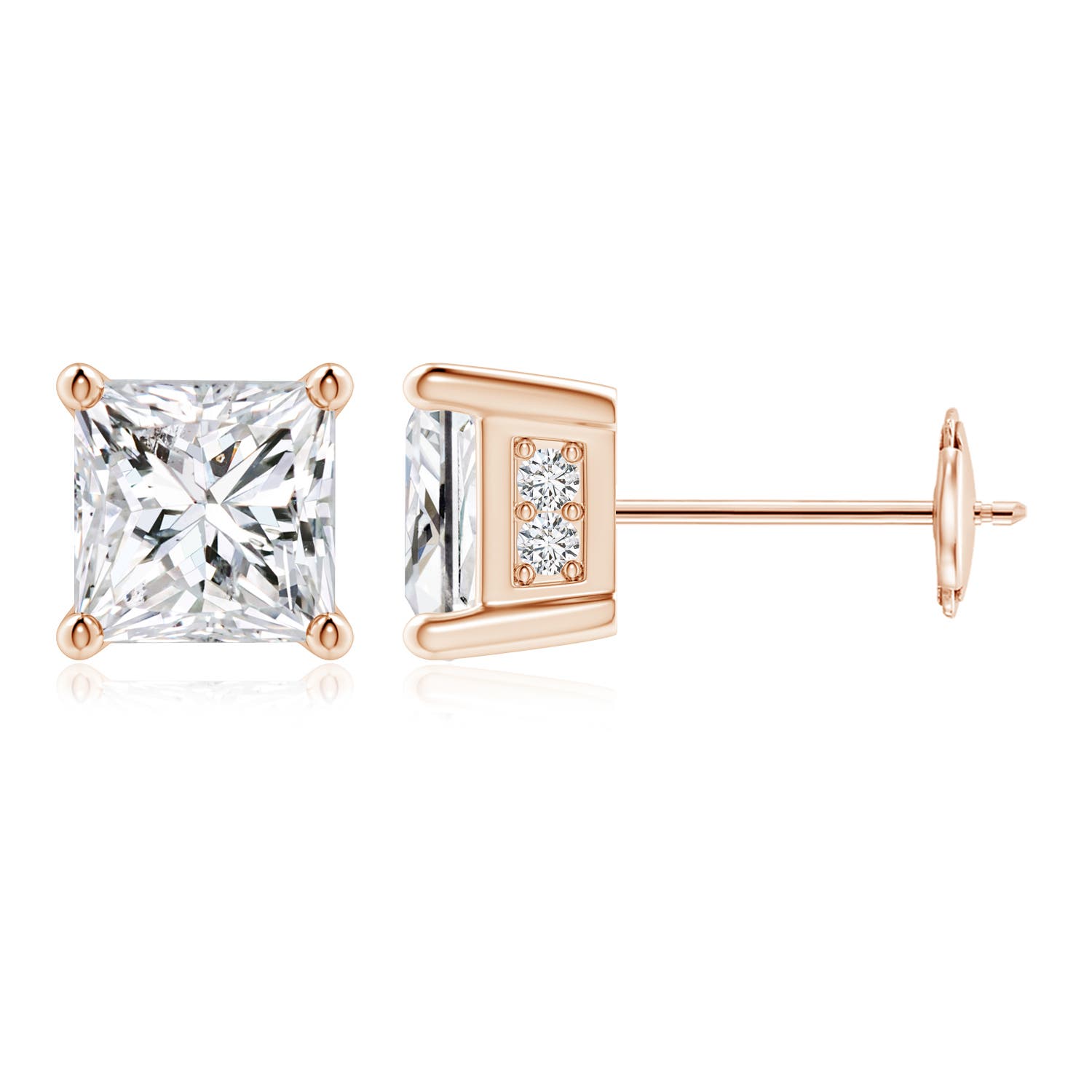 Princess-Cut Diamond Solitaire Stud Earrings