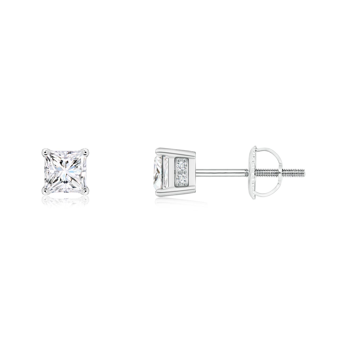 Princess-Cut Diamond Solitaire Stud Earrings