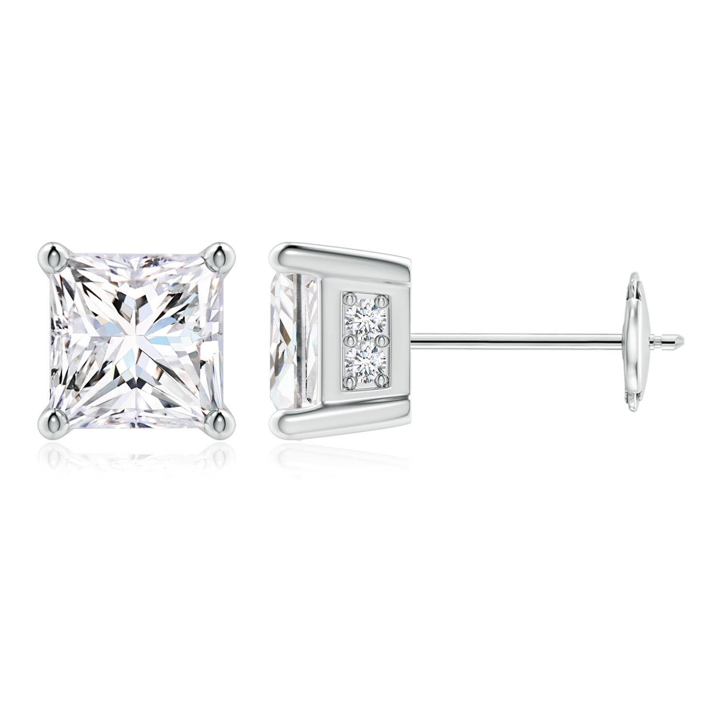 Princess-Cut Diamond Solitaire Stud Earrings