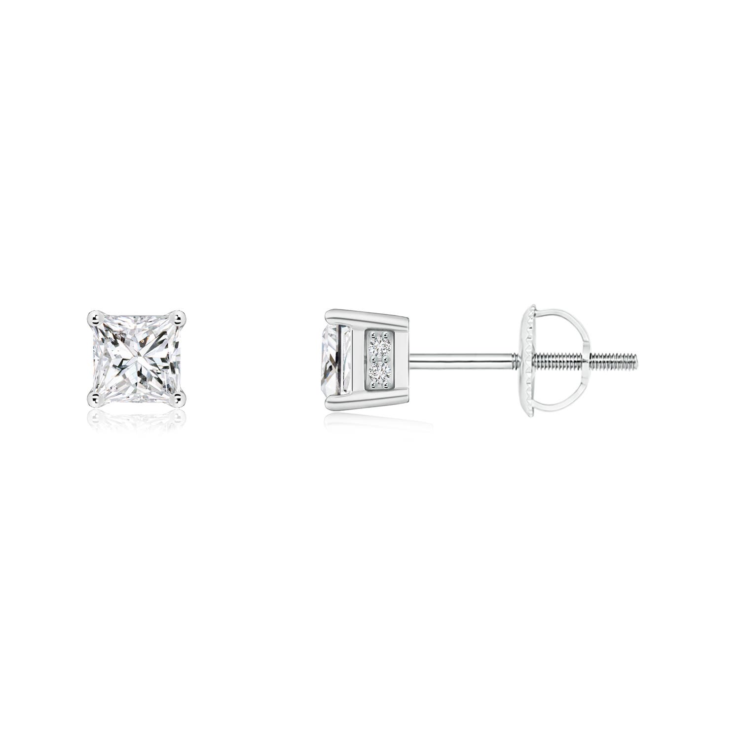 Princess-Cut Diamond Solitaire Stud Earrings