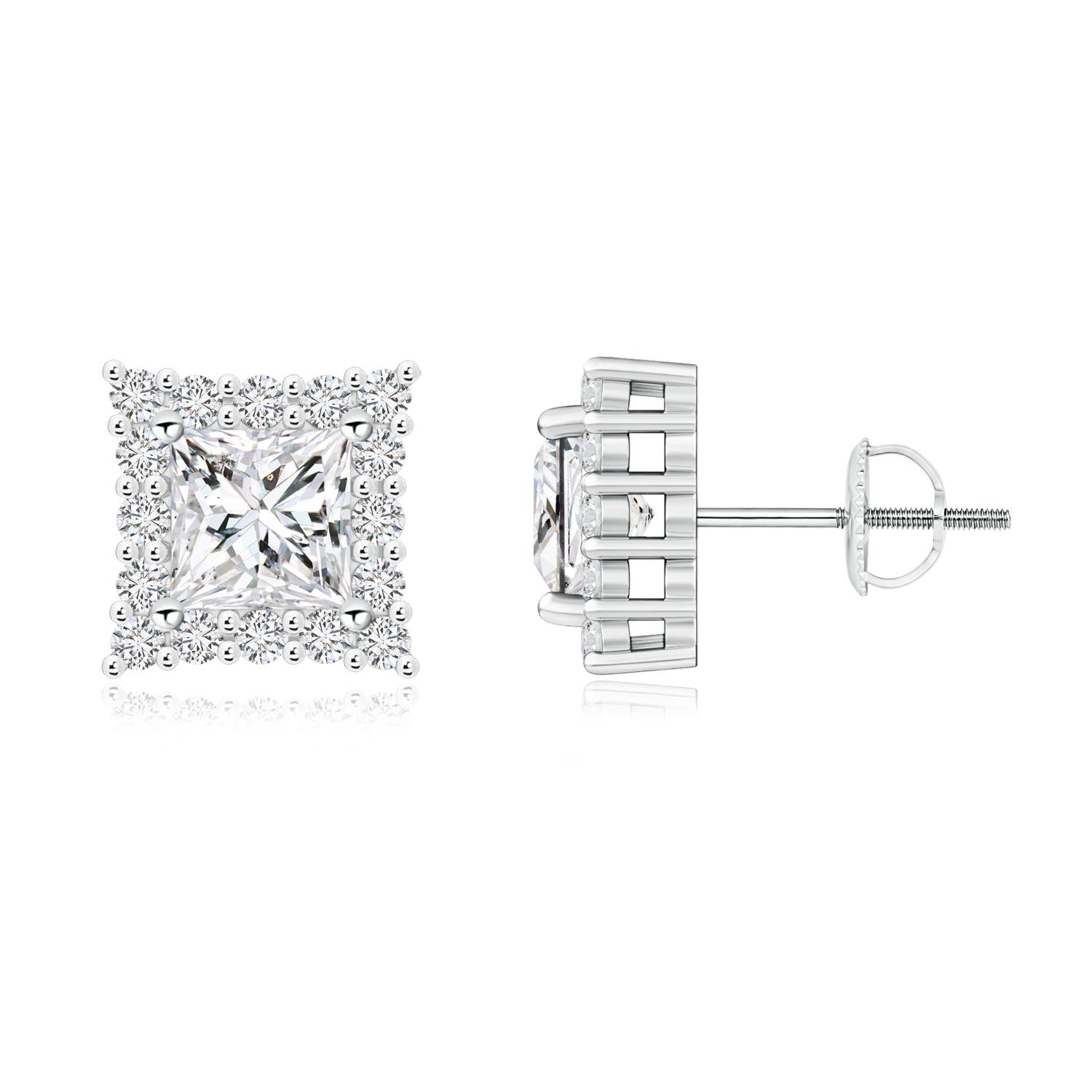 Princess cut halo diamond earrings Clearance