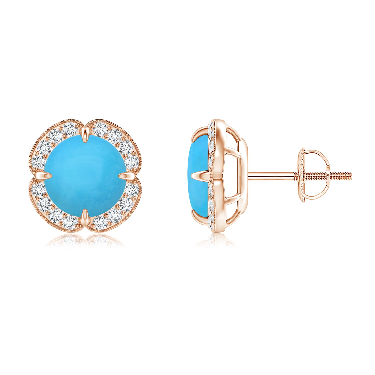 Claw-Set Turquoise Clover Stud Earrings