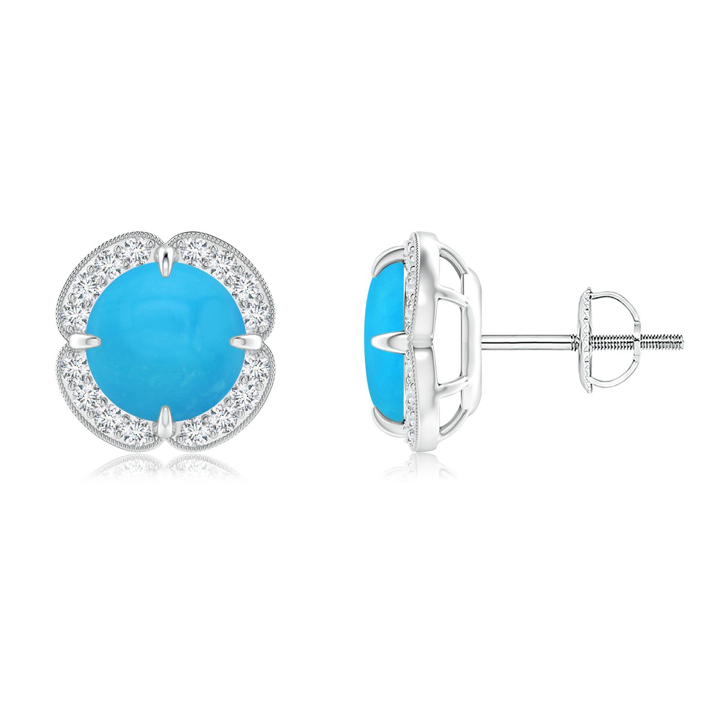 Claw-Set Turquoise Clover Stud Earrings