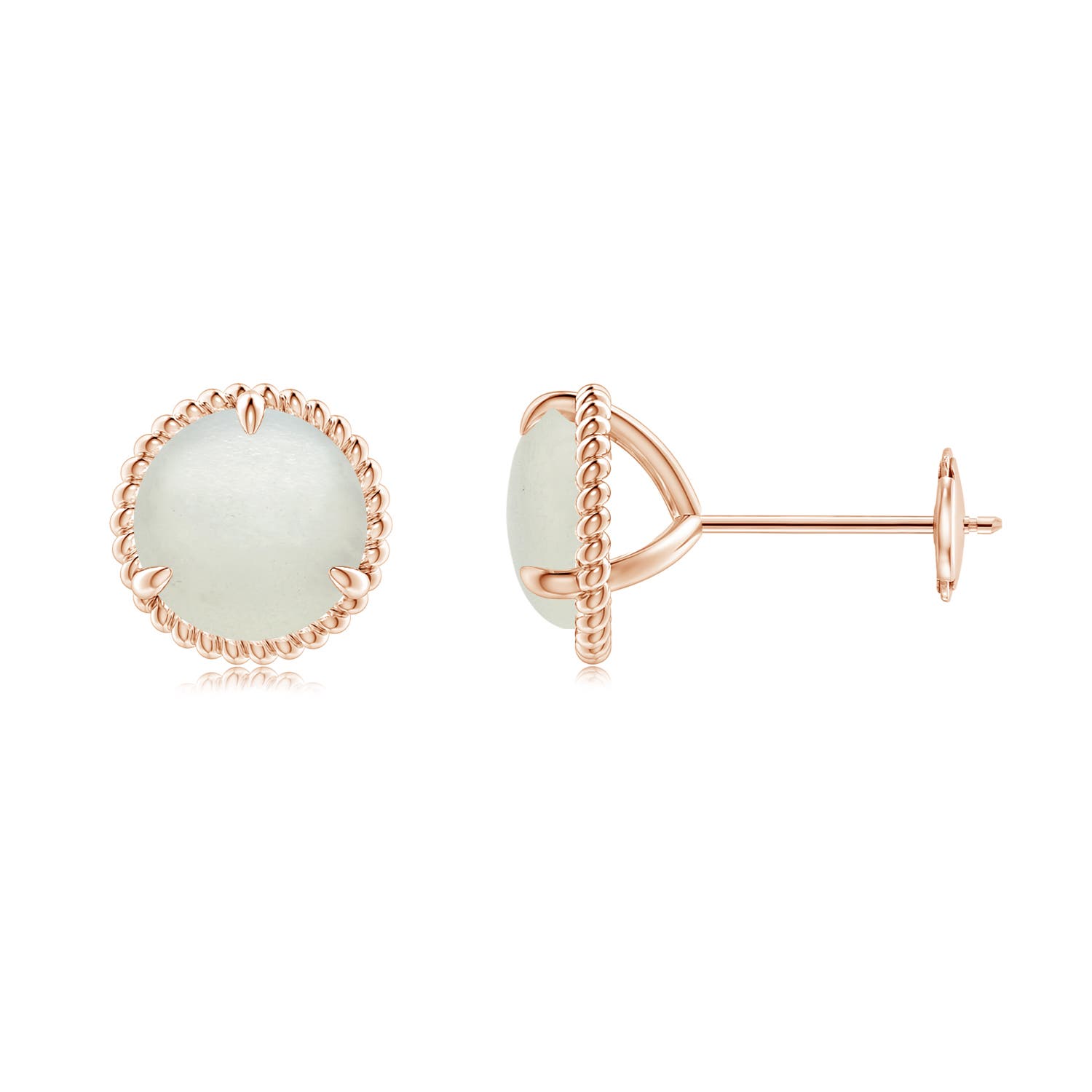 Rope Framed Claw-Set Moonstone Martini Stud Earrings