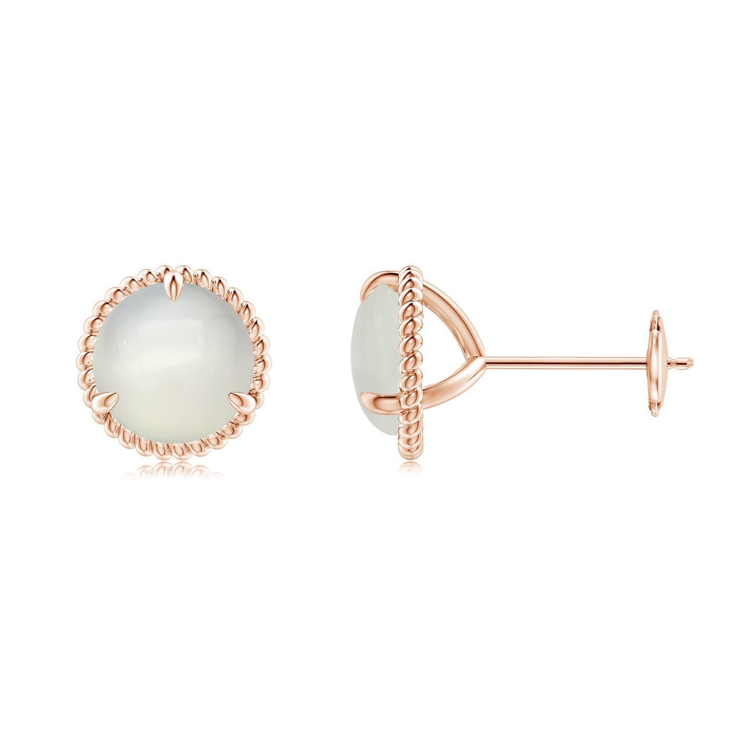 Rope Framed Claw-Set Moonstone Martini Stud Earrings