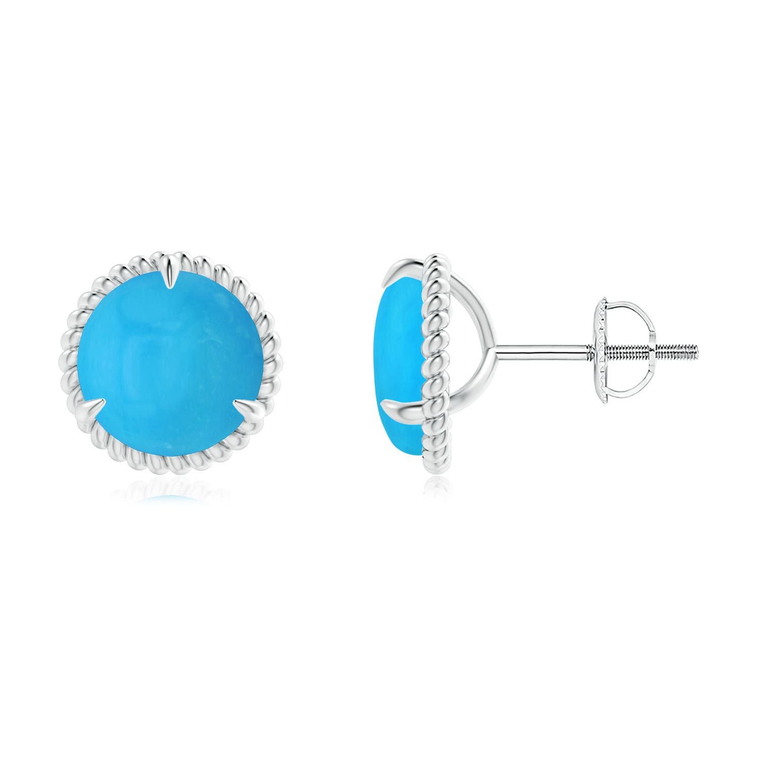 Rope Framed Claw-Set Turquoise Martini Stud Earrings